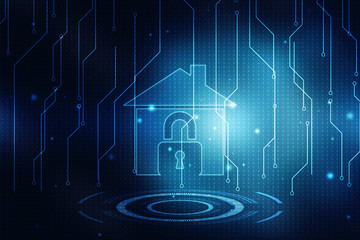 Poster - 2D rendering home protection lock
