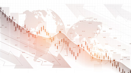 Poster - Stock market graph or forex trading chart for business and financial concepts. Stock market data. Bullish point, Trend of graph. Vector illustration.