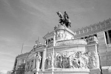 Wall Mural - Rome - Vittoriano. Black and white retro style.