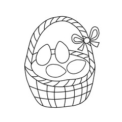 Wall Mural - Easter basket with eggs.