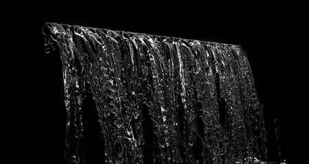 Wall Mural - liquid waterfall falling splash on black background. 3d render