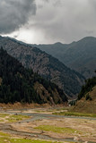 Fototapeta Krajobraz - Landscape with mountains and river