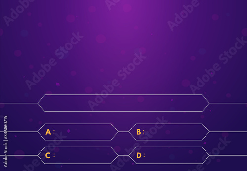 Question and answers template. Quiz game in tv. Gradient background of blue and pink color. Four answers for knowledge exam. © ikonstudio