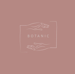 Wall Mural - logo design template in trendy linear minimal style. vector abstract hands. abstract symbol for orga
