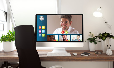 Wall Mural - Computer video conference window
