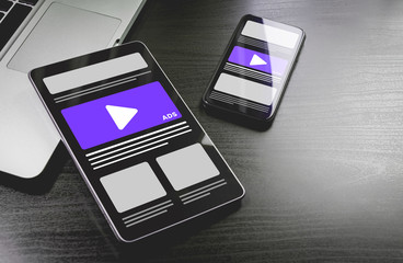 Poster - programmatic native advertising - online targeting, ads marketing strategy. advertising media banner