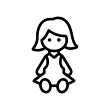 Doll Toy Icon Vector. Doll Toy Sign. Isolated Contour Symbol Illustration