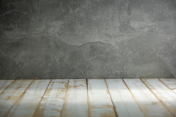 Desk of free space and wooden wall background in kitchen 