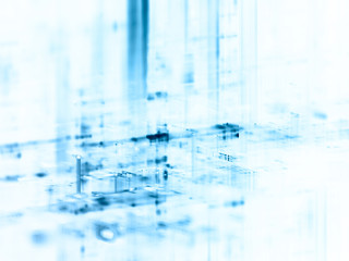 Poster - Abstract blue on white background. Fractal graphics 3d illustration. Science or technology concept.