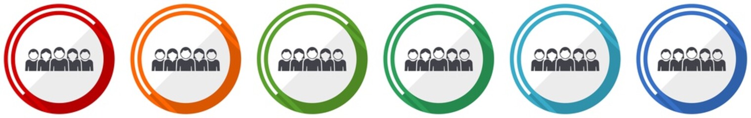 Aufkleber - People icon set, flat design vector illustration in 6 colors options for webdesign and mobile applications