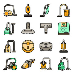 Poster - Vacuum cleaner icons set. Outline set of vacuum cleaner vector icons for web design isolated on white background
