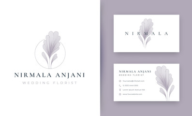 Wall Mural - Floral minimal logo design with business card