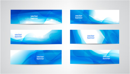 Fototapete - Vector abstract flow wavy banners set. Water, stream, energy stream horizontal backgrounds. Wave Liquid, transparent, gradient