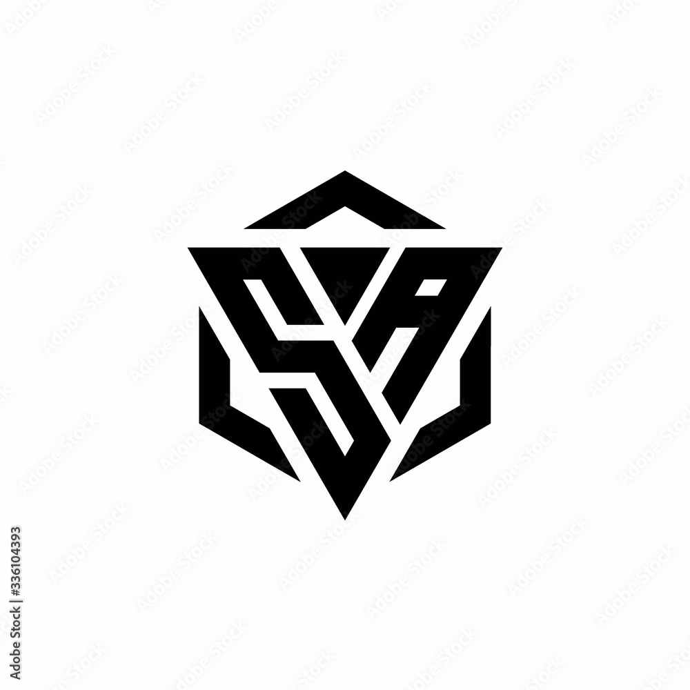 SA Logo monogram with triangle and hexagon modern design template Stock ...