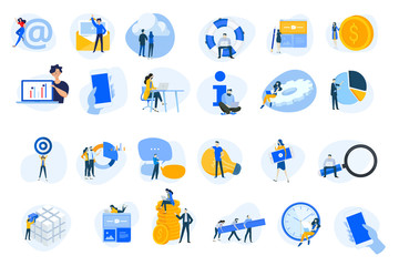 Fototapete - Flat design concept icons collection. Vector illustrations for internet services, cloud computing, content management, web development, business, video streaming, teamwork, finance, mobile using. 