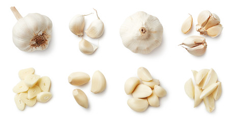 Canvas Print - Set of fresh whole and sliced garlics