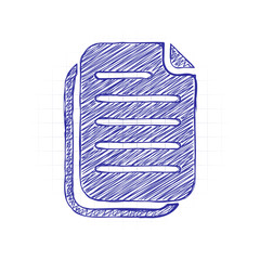 Poster - document simple icon. Hand drawn sketched picture with scribble fill. Blue ink. Doodle on white background