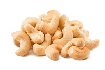 Wall Mural - big pile of cashew nuts isolated on white background