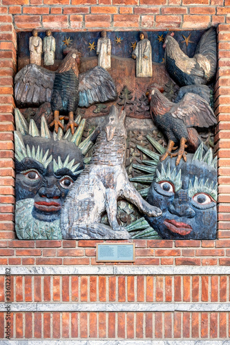 Fotomural Oslo, Norway - Nordic mythology motives of Garm and Ragnarok in exterior decorat