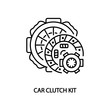 Car clutch kit line icon. Clutch disc plate, cover, release bearing. Vector illustrations to indicate product categories in the online auto parts store. Car repair.