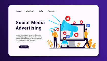 vector illustration of social media advertising landing page template flat design