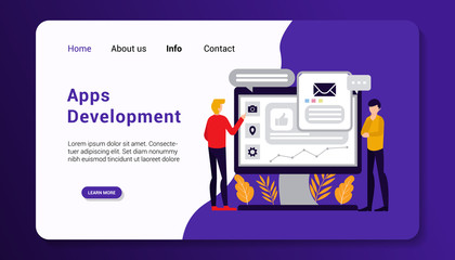 apps development landing page template flat design vector illustration