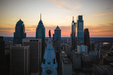 Fototapeta  - Aerial of Philadelphia Sunset During Coronavirus Pandemic