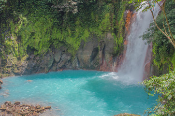 Light Blue river Cascade at Volcán Tenorio National Park