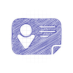 Poster - Identification card icon. Hand drawn sketched picture with scribble fill. Blue ink. Doodle on white background