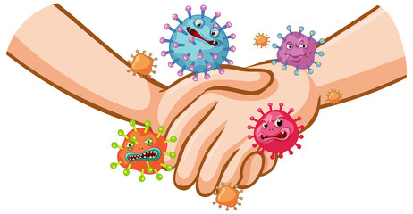 Poster - Coronavirus poster design with handshake and germs on hands