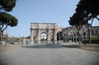 Rome, Italy-29 Mar 2020: Popular tourist spot Colosseum and Arch of Constantine is empty following the coronavirus confinement measures put in place by the governement, Rome, Italy