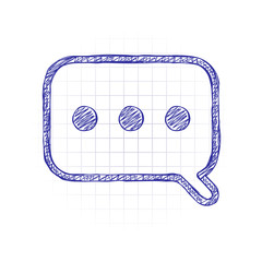 Poster - Simple text cloud. Linear, thin outline. Hand drawn sketched picture with scribble fill. Blue ink. Doodle on white background
