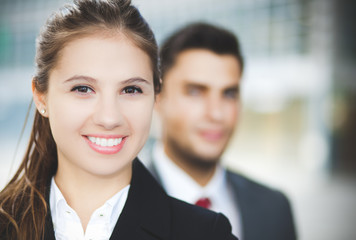 Poster - Two business people outdoor