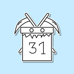 Poster - Calendar with spits iconhalloween holiday sticker icon. Simple thin line, outline vector of halloween icons for ui and ux, website or mobile application