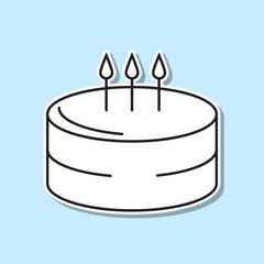 Poster - Birthday cake sticker icon. Simple thin line, outline vector of party icons for ui and ux, website or mobile application