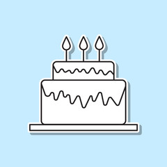 Poster - Birthday cake sticker icon. Simple thin line, outline vector of party icons for ui and ux, website or mobile application