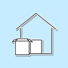 Poster - Warehouse sticker icon. Simple thin line, outline vector of real estate icons for ui and ux, website or mobile application