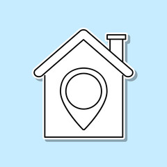 Poster - Location of the house or the pointer sticker icon. Simple thin line, outline vector of real estate icons for ui and ux, website or mobile application