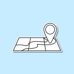 Poster - Point on map line Icon. Travel sticker icon. Simple thin line, outline vector of Turizm icons for ui and ux, website or mobile application on blue background