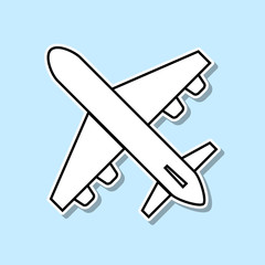 Poster - plane sticker icon. Simple thin line, outline vector of Turizm icons for ui and ux, website or mobile application on blue background