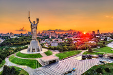 Aerial View Of The Motherland Monument And The Second World War Museum In Kiev, The Capital Of Ukraine