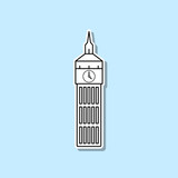 Fototapeta Big Ben - Big Ben sticker icon. Simple thin line, outline vector of Turizm icons for ui and ux, website or mobile application on blue background