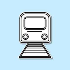 Poster - Train sticker icon. Simple thin line, outline vector of Turizm icons for ui and ux, website or mobile application on blue background