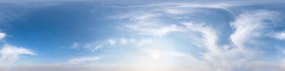 seamless hdri panorama 360 degrees angle view blue sky with beautiful fluffy cumulus clouds with zen