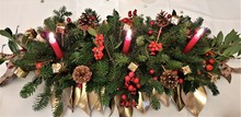 Beautiful Christmas Centerpiece With Candles And Decorations