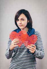 young girl with hearts