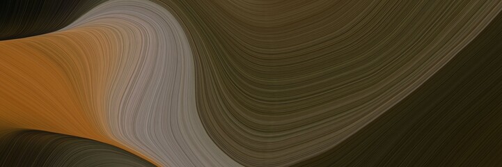 Poster - elegant artistic banner with very dark green, pastel brown and old lavender colors. fluid curved flowing waves and curves