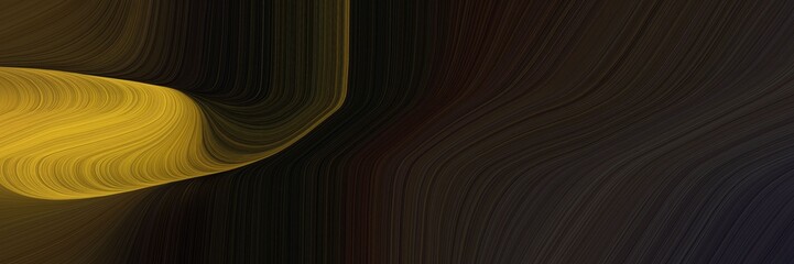 Poster - elegant modern horizontal banner with very dark green, dark golden rod and brown colors. fluid curved lines with dynamic flowing waves and curves