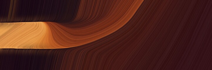 Poster - elegant artistic designed horizontal banner with very dark pink, peru and saddle brown colors. fluid curved lines with dynamic flowing waves and curves