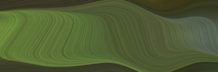 Poster - elegant moving banner design with dark olive green, olive drab and very dark green colors. fluid curved flowing waves and curves